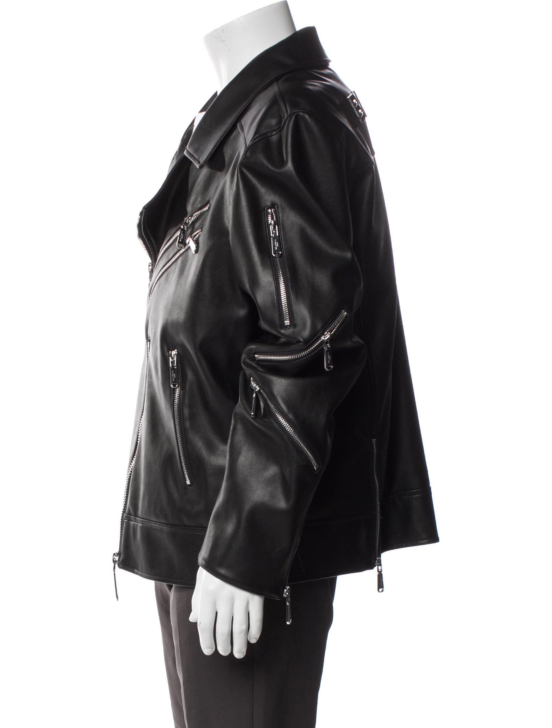 Balmain Signature Logo Leather Moto Jacket w/ Tags