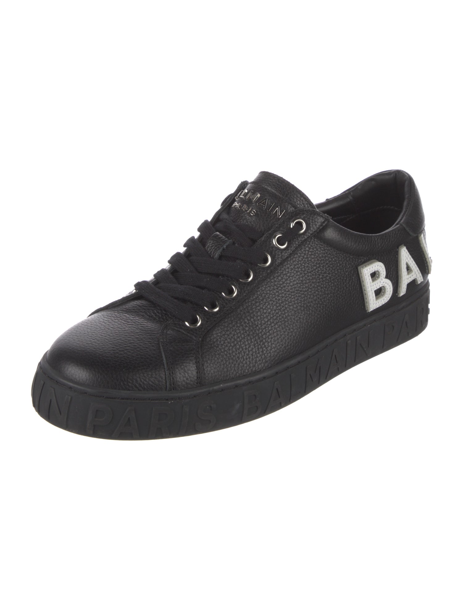 Balmain Leather Graphic Print Sneakers