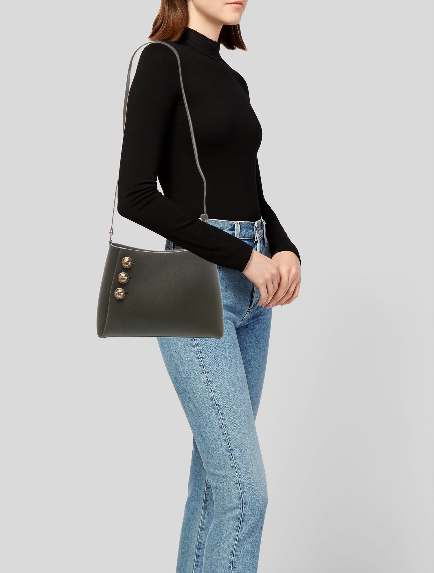 Balmain Leather Shoulder Bag - Green Shoulder Bags, Handbags