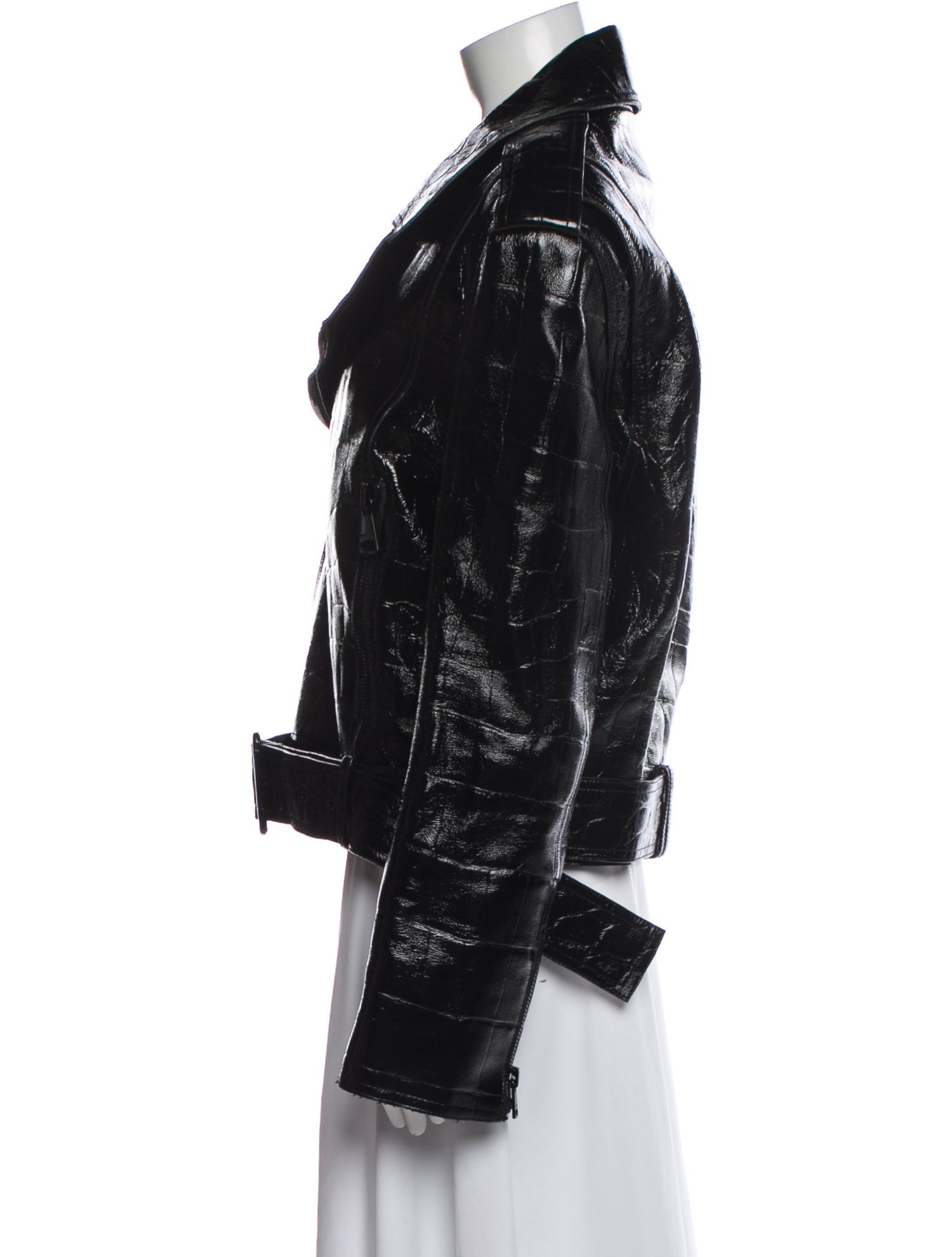 Balmain Goat Leather Animal Print Biker Jacket