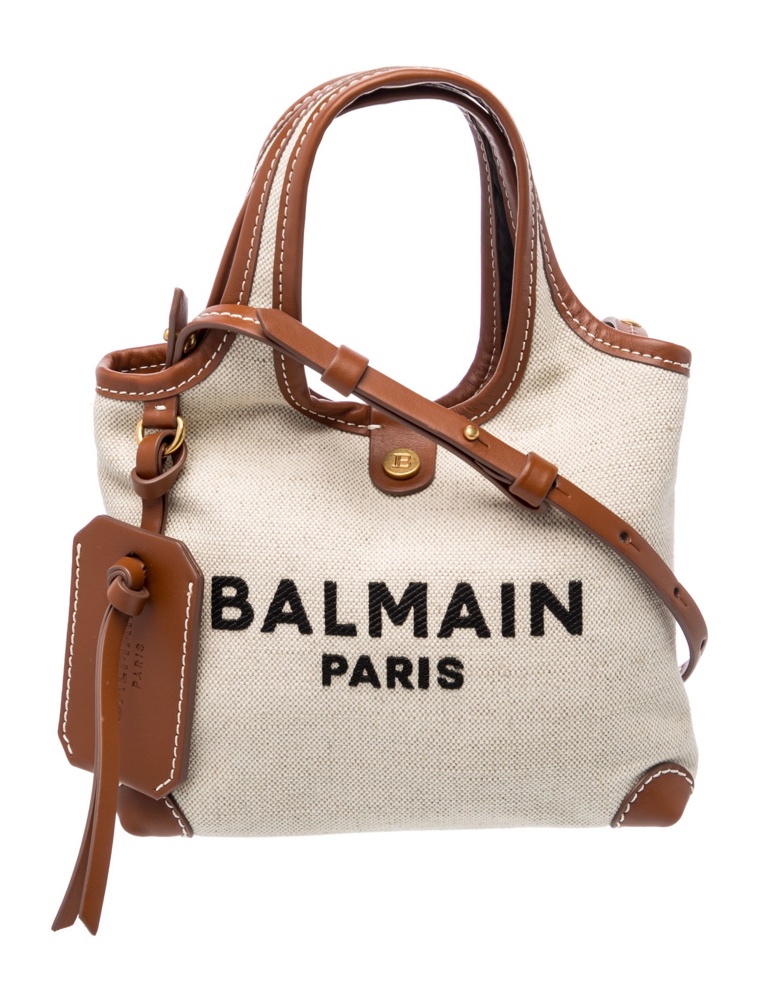 【りんご】 MINI BAG vintage Balmain Canvas Top Handle Bag w/ Tags - Neutrals Mini Bags