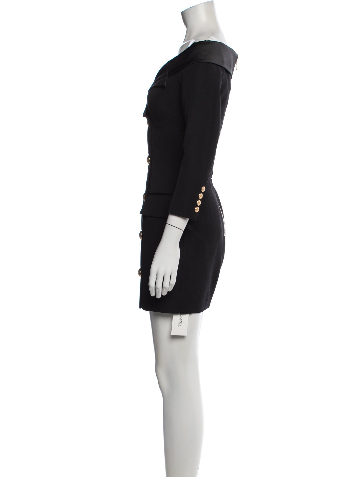 balmain little black dress Balmain, Double-breasted wool minidress, Women, Black, US 6, Dresses Tulle Dress elastic knit Size:11 US - 44 EU push invisible bra cups Mini dress