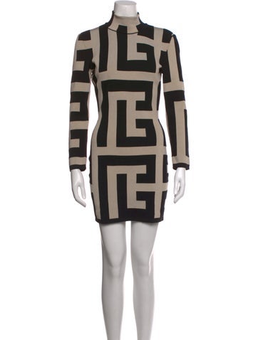 Pre-owned Balmain Wool Mini Dress In Neutrals