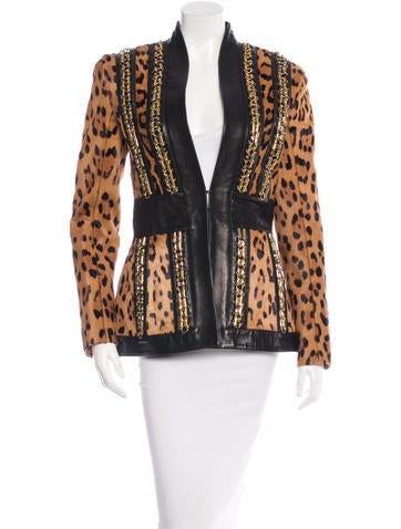 Balmain Chain-Link Trimmed Ponyhair Jacket