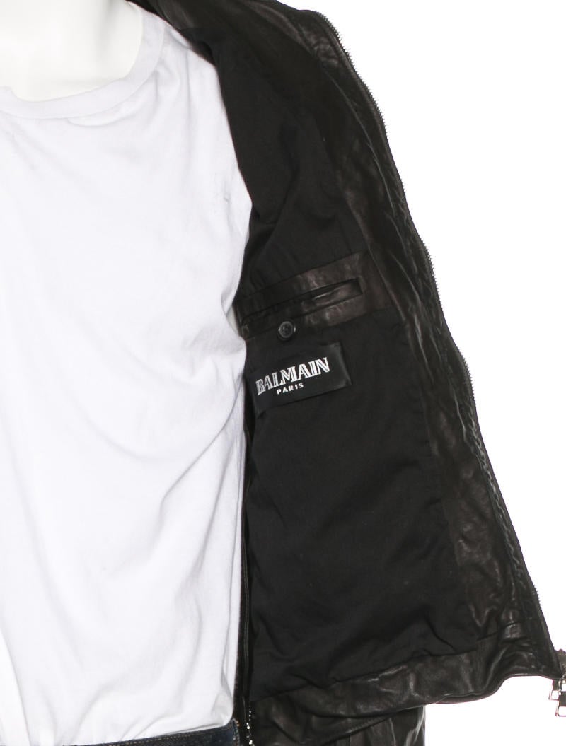 Balmain Safety Pin Leather Jacket - Black Outerwear, Clothing