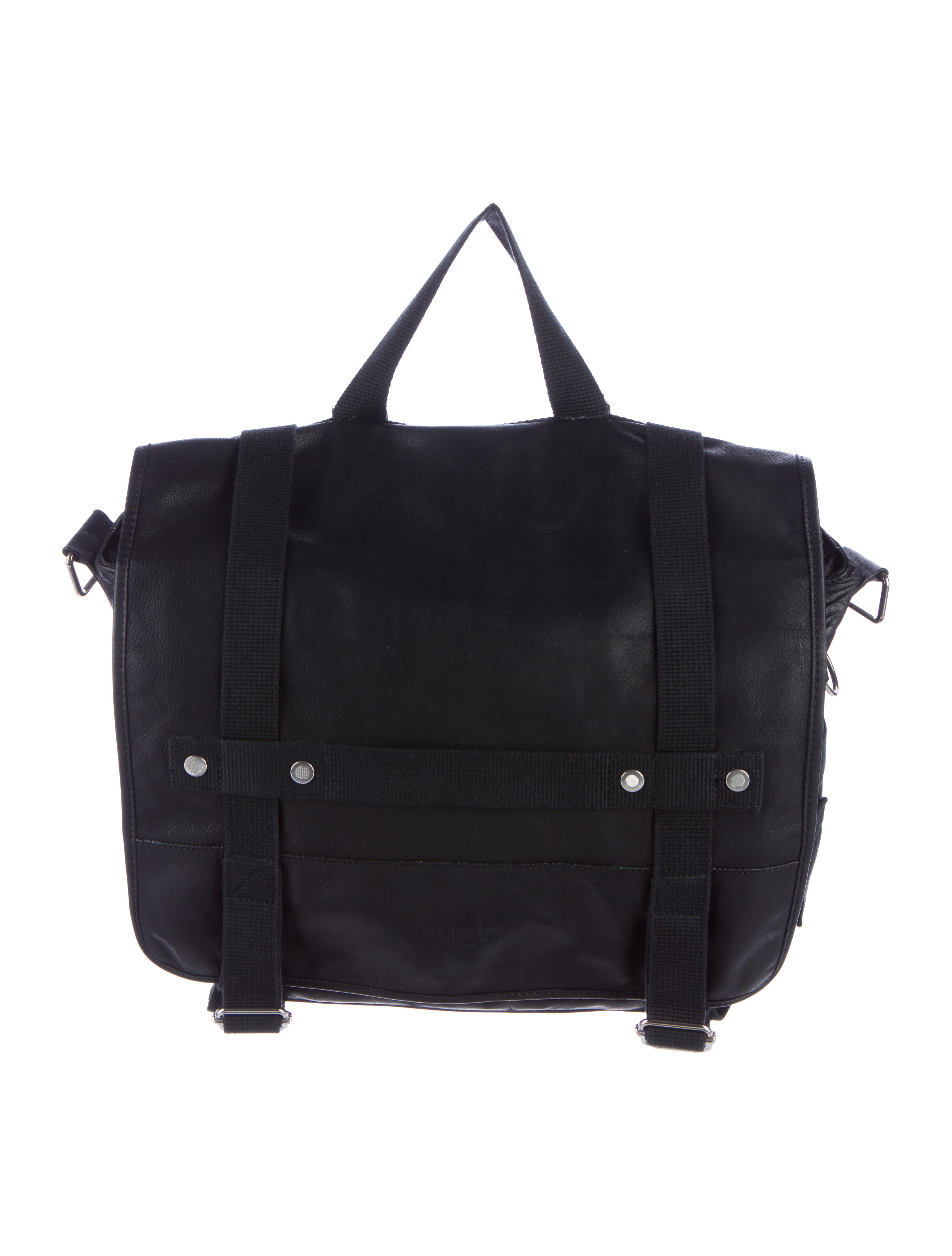 Balmain Pebbled Leather Messenger Bag Bags BAM23015 The RealReal