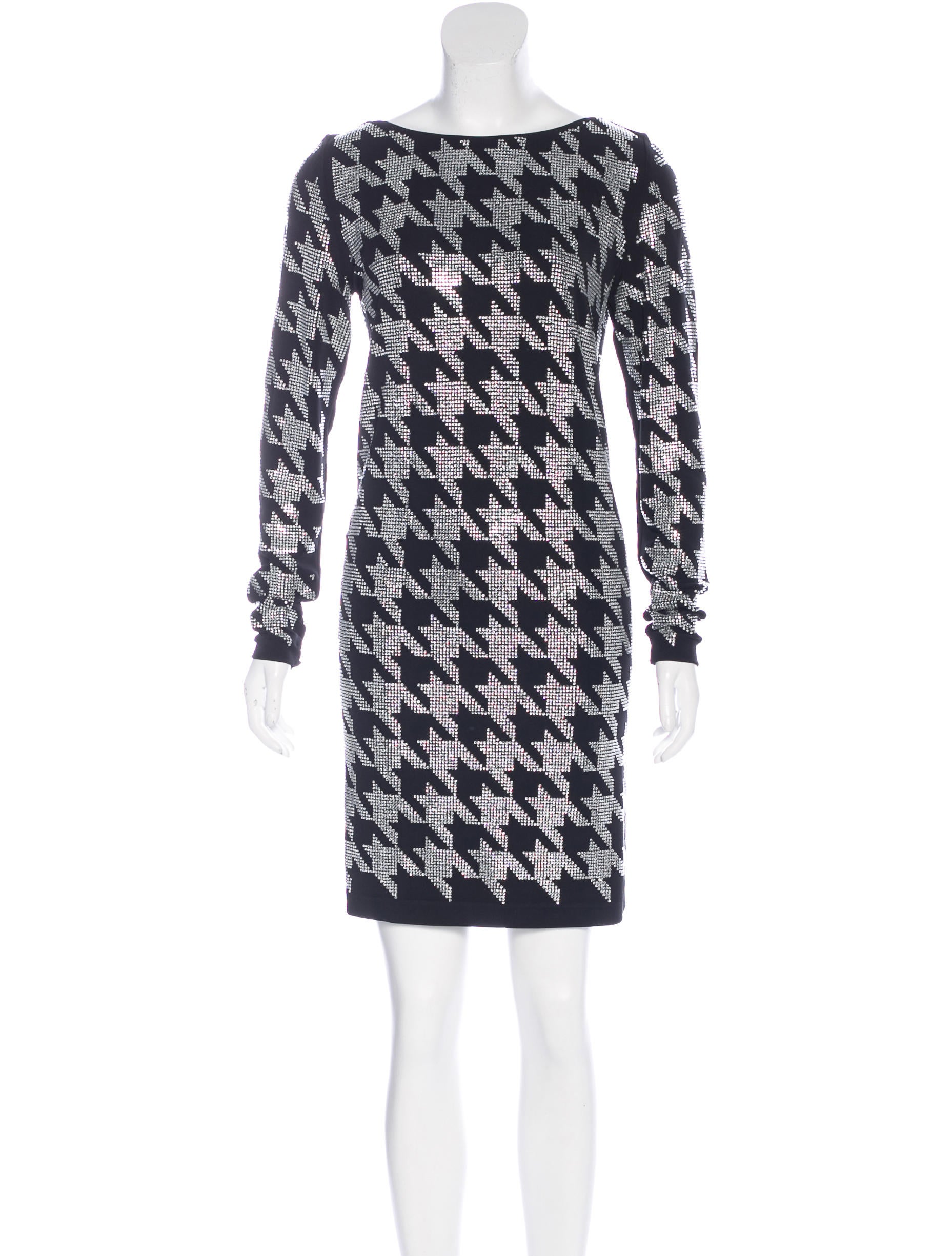 Balmain Crystal-Embellished Houndstooth Dress