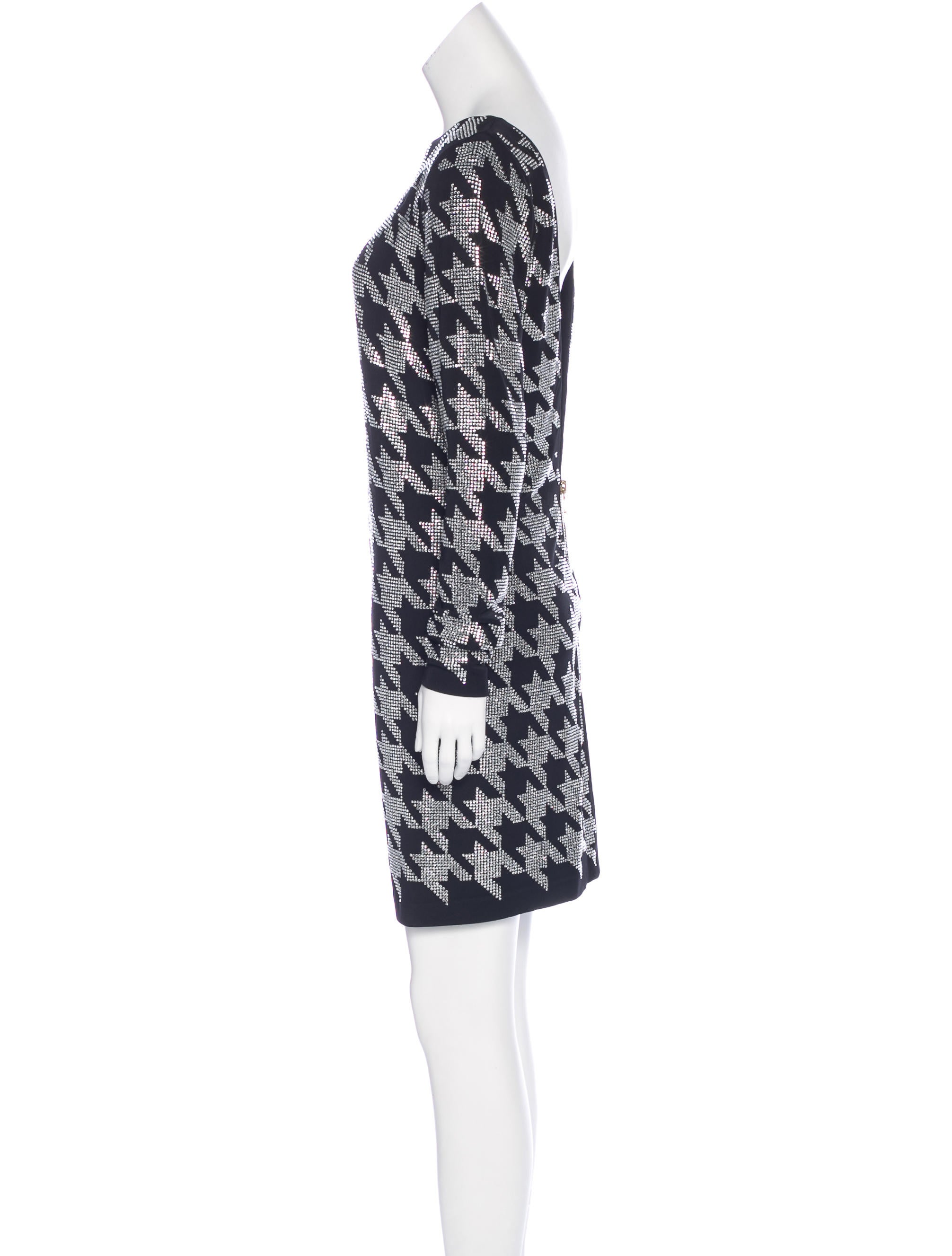 Balmain Crystal-Embellished Houndstooth Dress