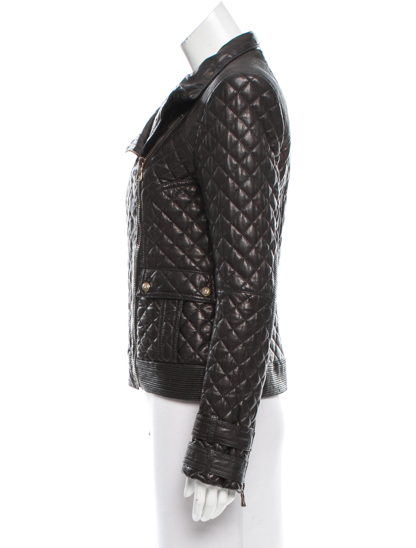 Balmain Leather Quilted Jacket Clothing BAM23927 The RealReal