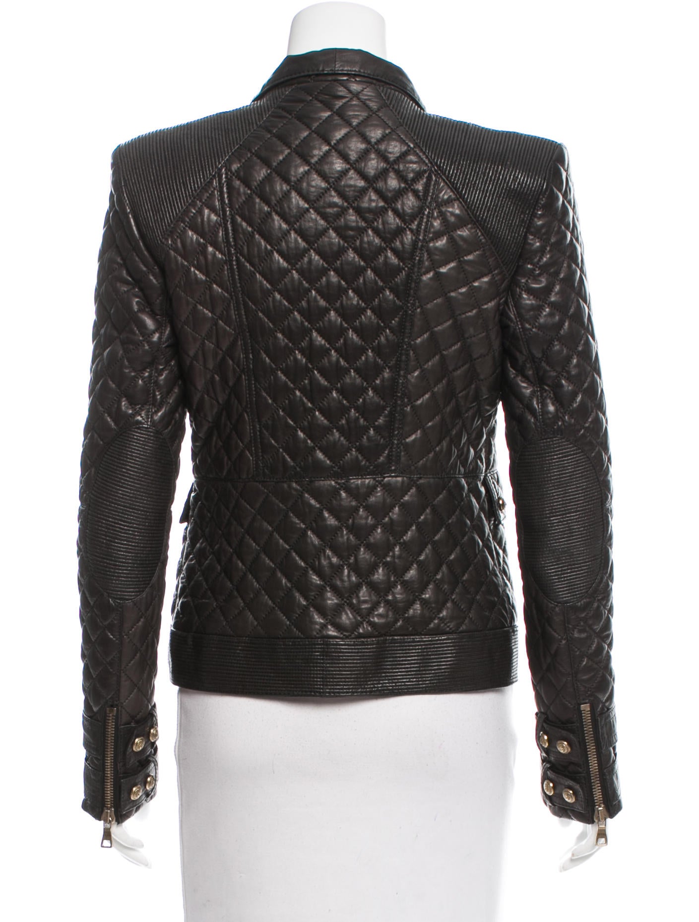 Balmain Leather Quilted Jacket Clothing BAM23927 The RealReal