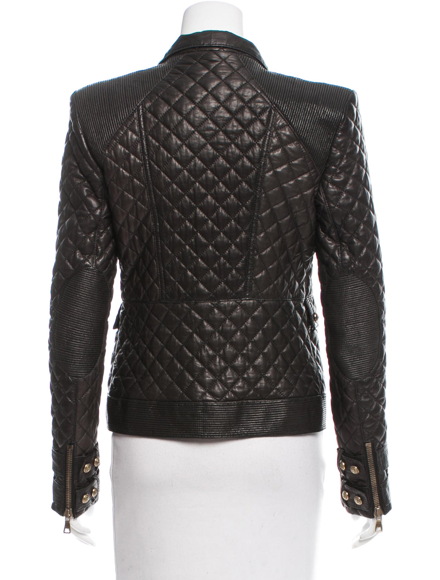 Balmain Leather Quilted Jacket Clothing BAM23927 The RealReal
