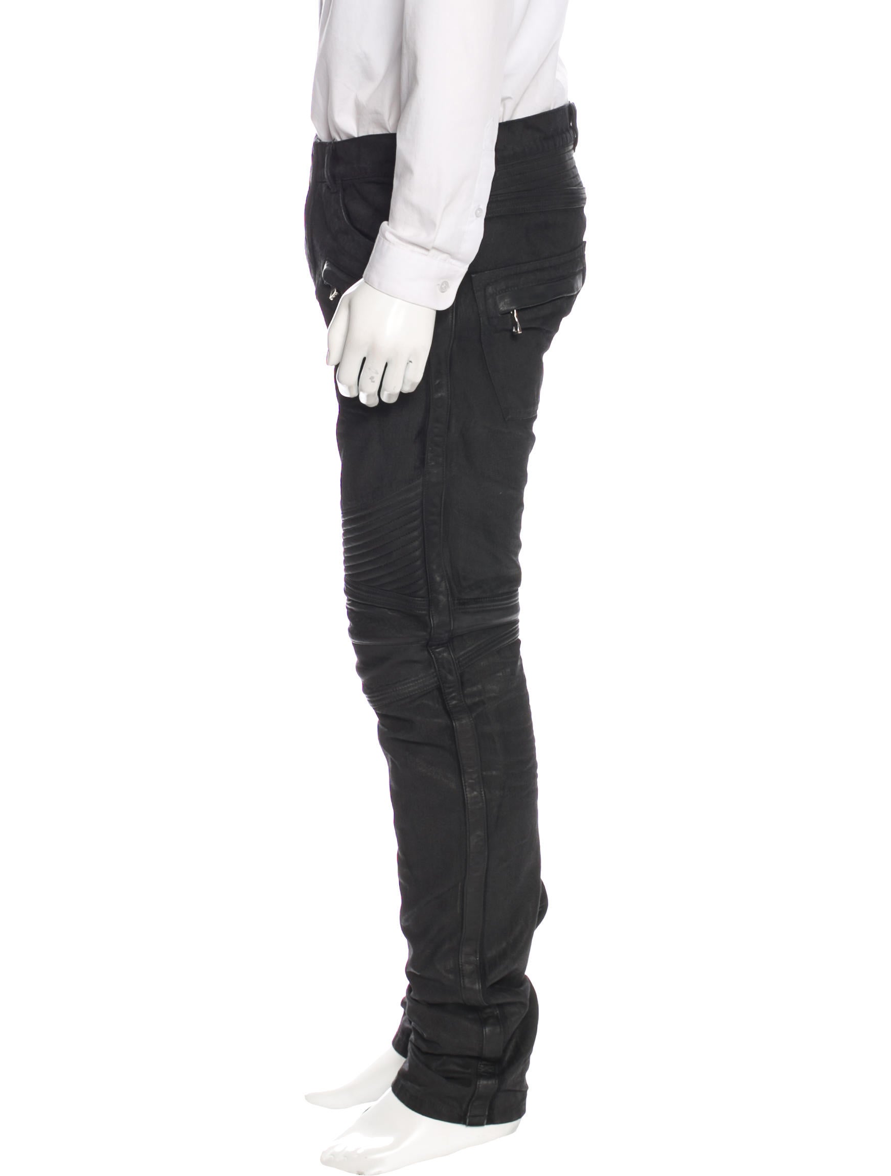 Balmain Wax-Coated Biker Jeans w/ Tags - 10