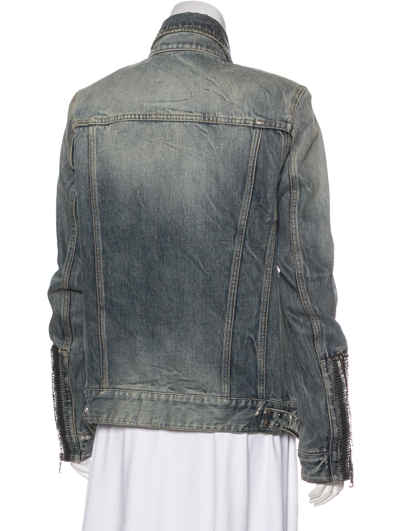 Balmain SS08 ビーズバックグラフィック　F2ジャケット　38 Balmain Safety-Pin Denim Jacket - Blue Jackets, Clothing