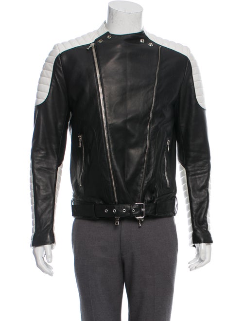 Balmain Leather Moto Jacket black