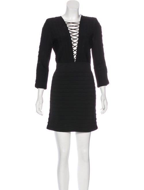 Balmain Lace-Up Bodycon Dress Black