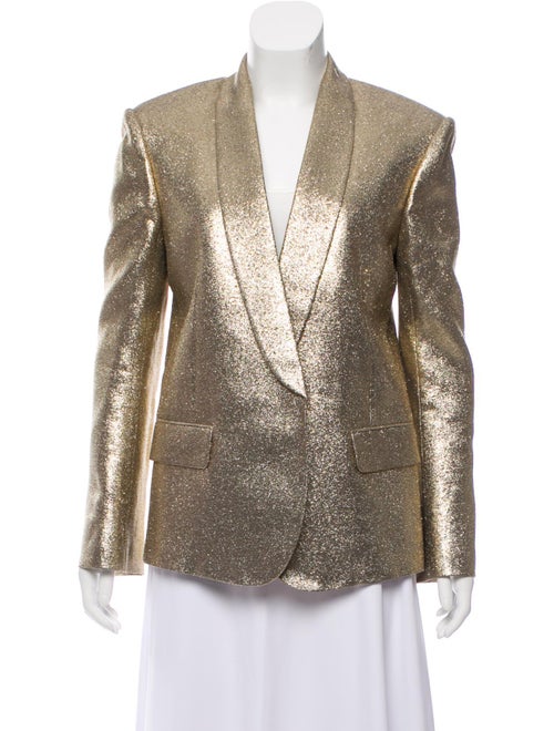 Balmain Metallic Shawl Collar Jacket Gold
