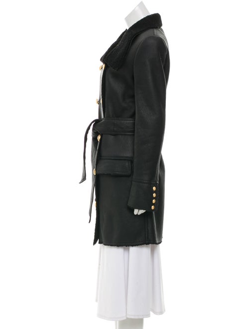 shearling trimmed leather coat