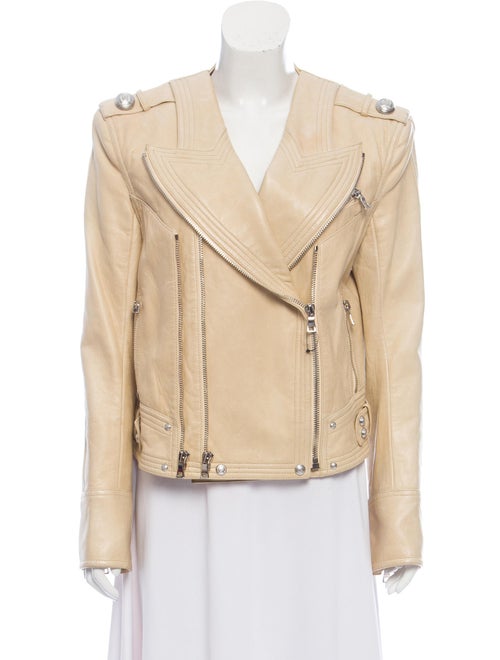 Balmain Moto Leather Jacket silver
