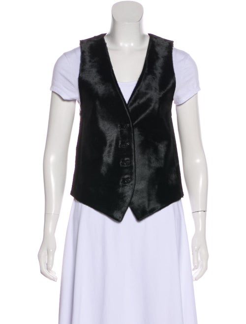 Balmain Fur Sequin-Accented Vest Black
