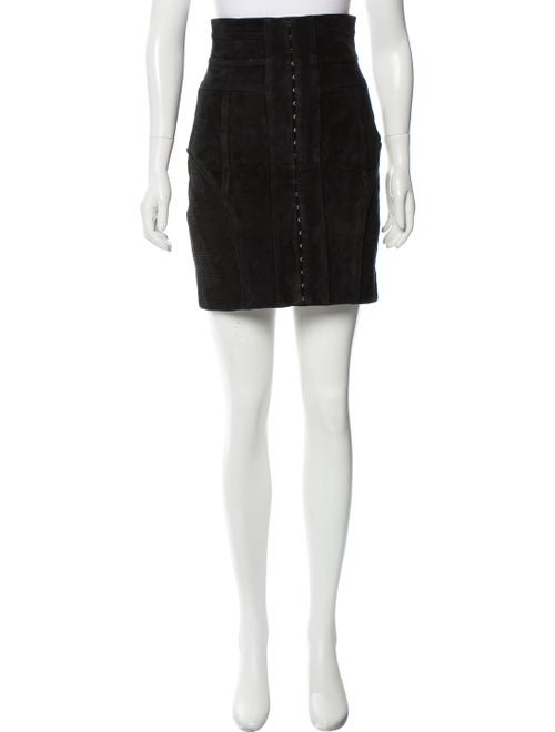 Balmain Suede Mini Skirt Black