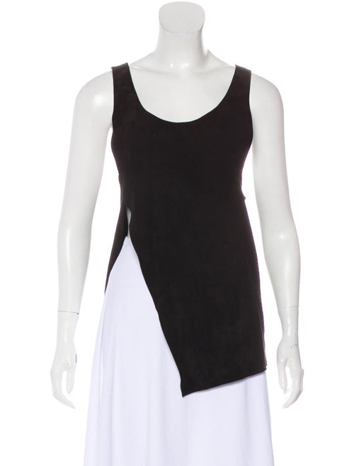 Balmain Suede Sleeveless Top Black