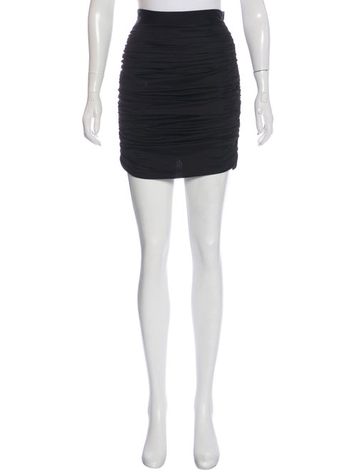 Balmain Ruched Satin Skirt Black