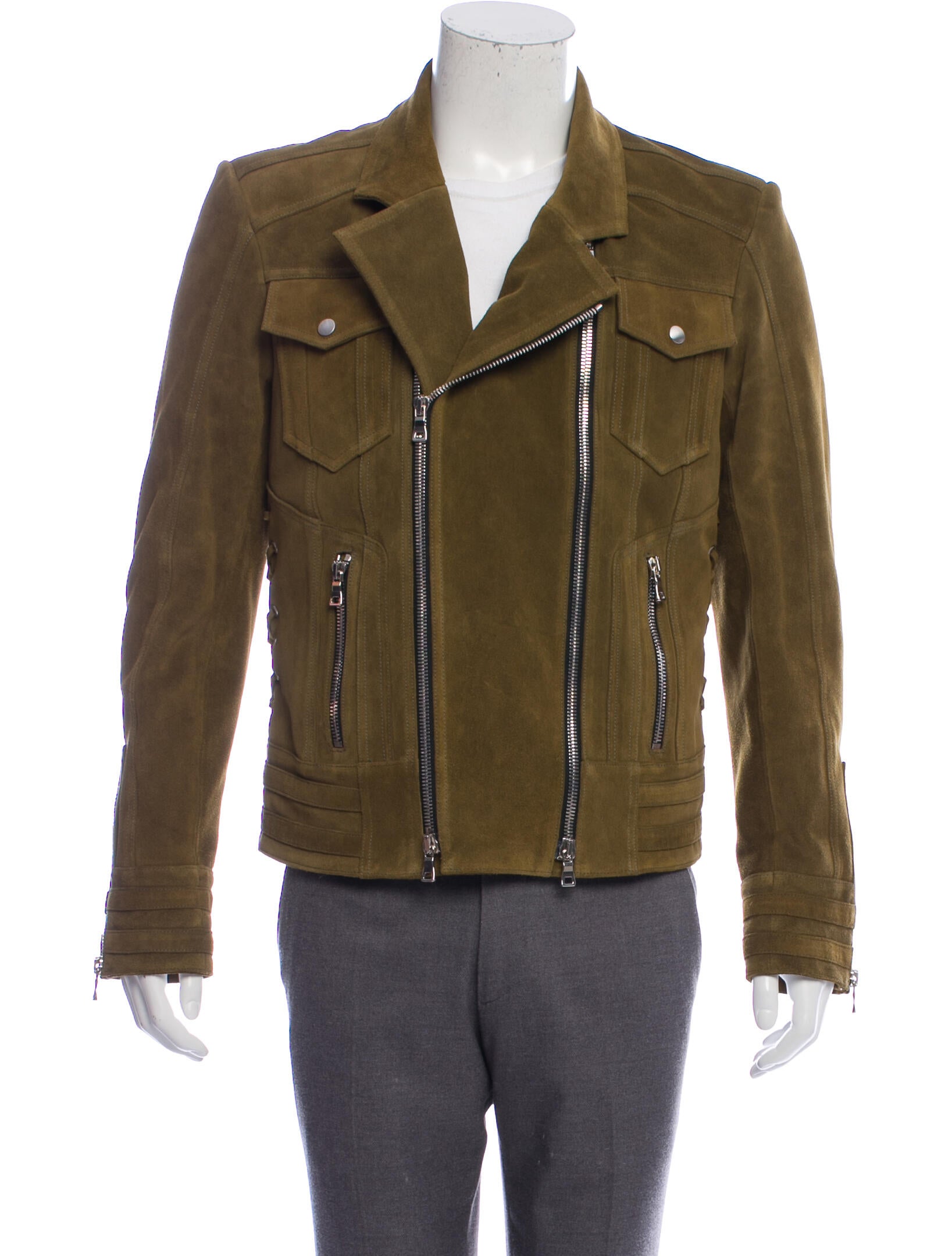 balmain suede biker jacket