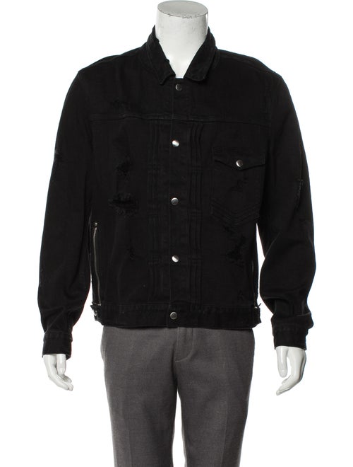 Balmain Distressed Denim Jacket black