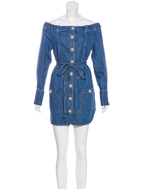 Balmain Denim Mini Dress blue