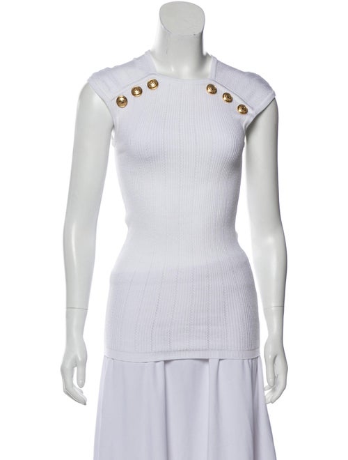 Balmain Knit Embellished Sweater White