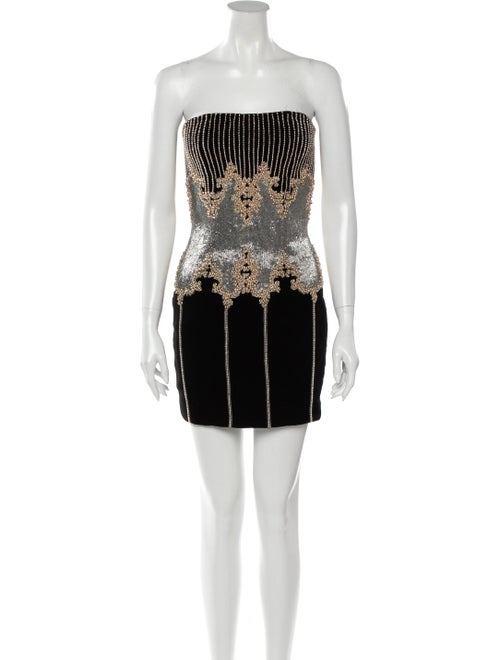 Balmain Velvet Embellished Dress Black