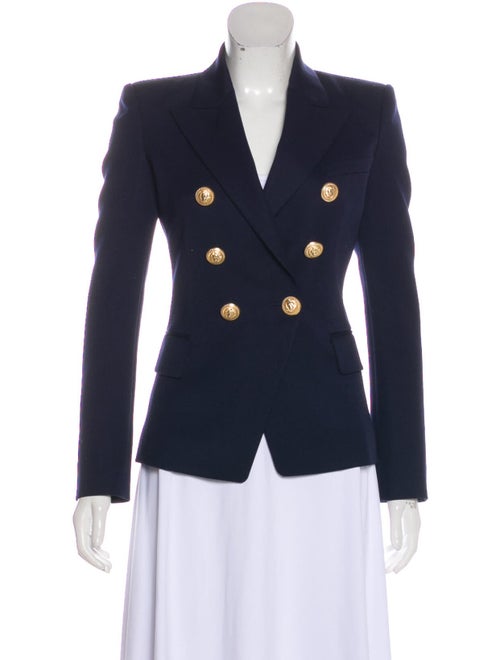 Balmain Wool Double-Breasted Blazer Navy