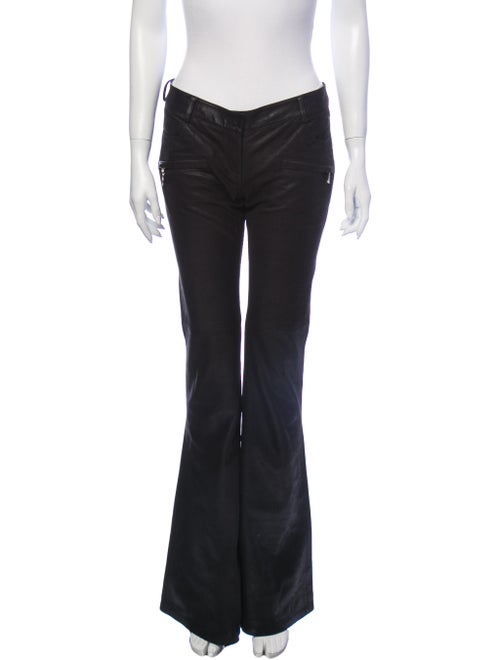 Balmain Leather Flared Pants Black