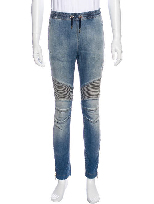 Balmain Moto Jeans Blue