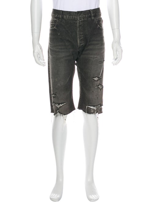 Balmain Distress Denim Shorts denim