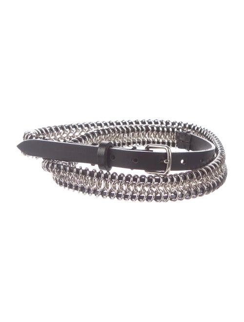 Balmain Chain-Link Leather Belt Black
