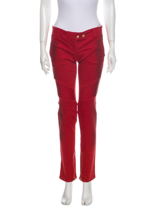 Balmain Low-Rise Straight Leg Jeans Red