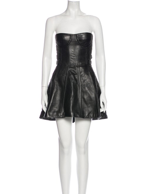 Balmain Leather Mini Dress Mini Dress Black