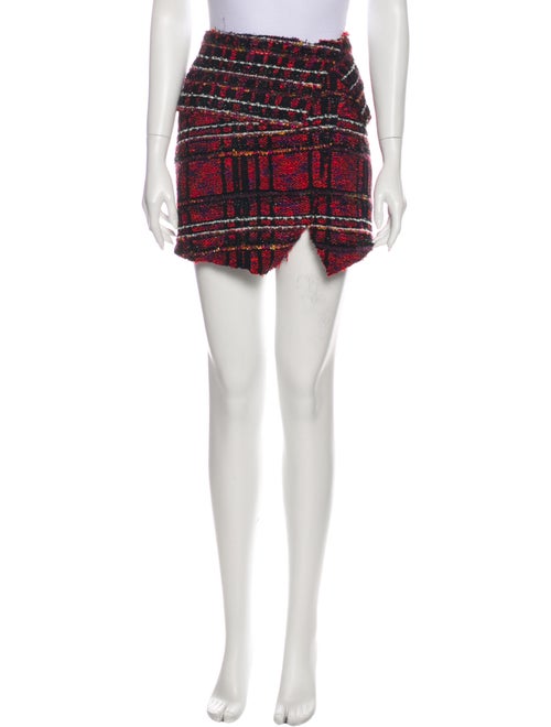 Balmain Plaid Print Mini Skirt Metallic