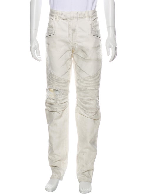Balmain Moto Jeans w/ Tags White