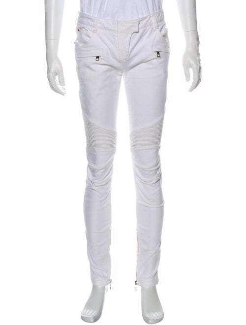 Balmain Moto Jeans White
