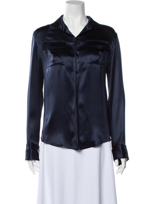Balmain Silk Long Sleeve Blouse Blue