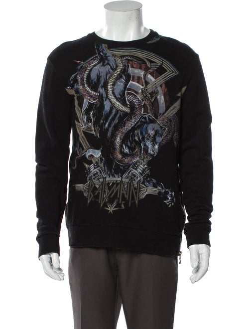 Balmain Graphic Print Crew Neck Sweatshirt Black