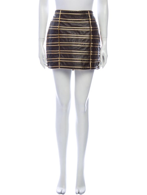 Balmain Leather Mini Skirt Black