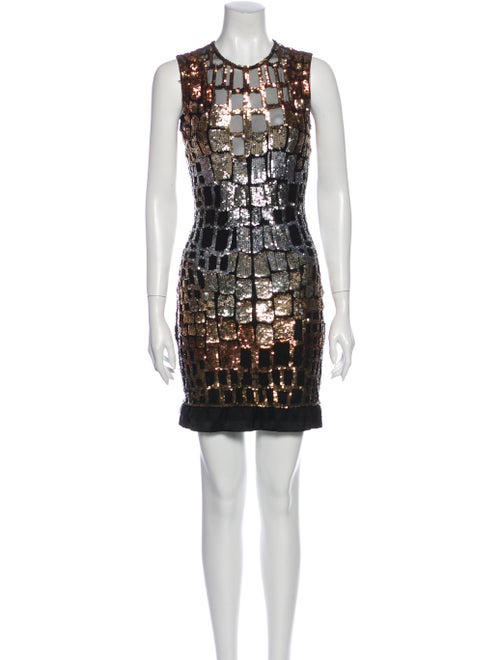 Balmain Printed Mini Dress Black