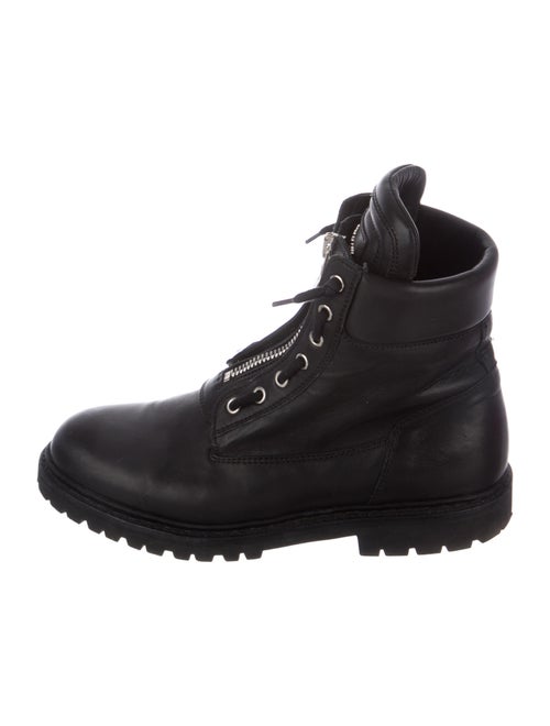 Balmain Leather Combat Boots Black