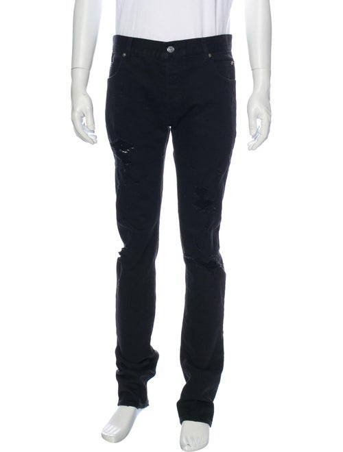 Balmain Distressed Skinny Jeans Black