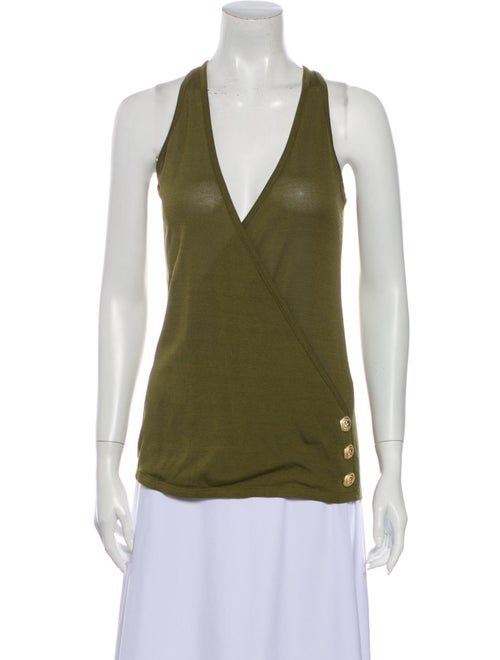 Balmain V-Neck Sleeveless Top Green