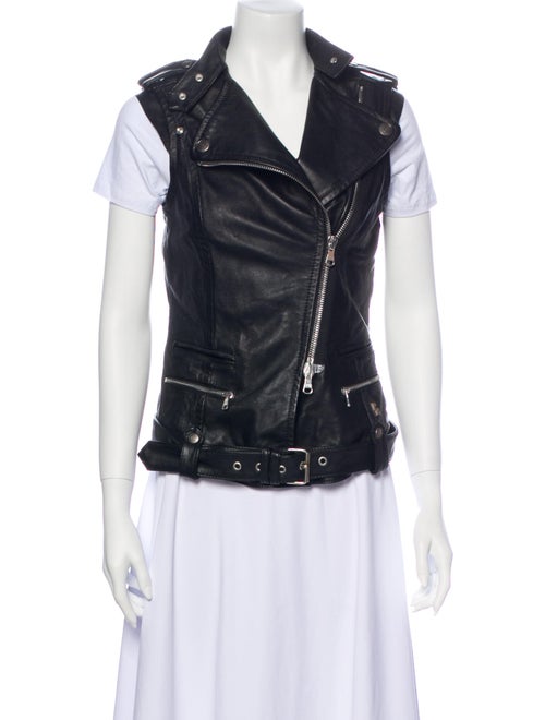 Balmain Leather Biker Jacket Black
