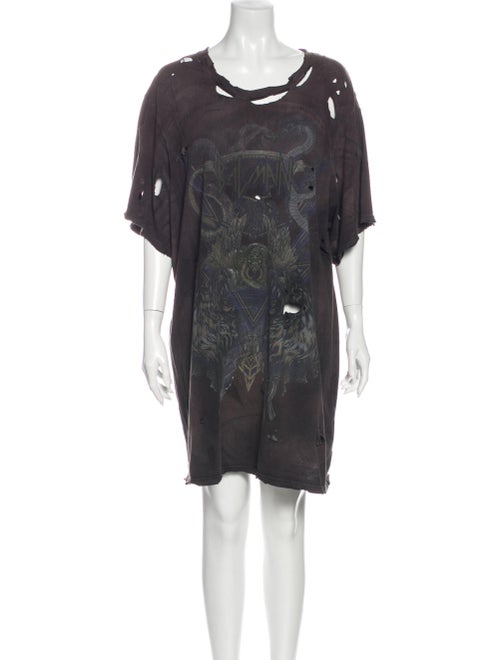 Balmain Printed Mini Dress Grey